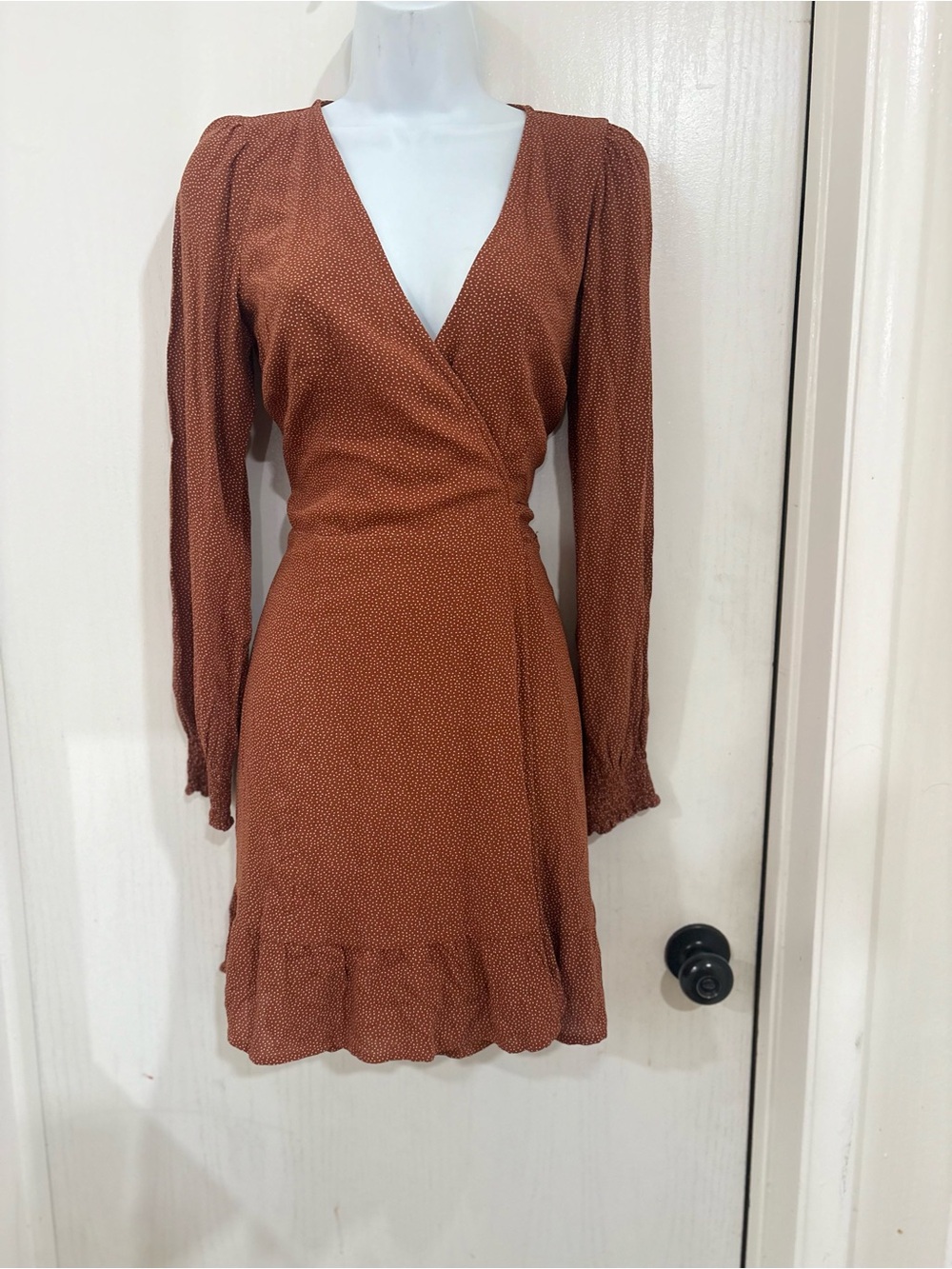 Abercrombie & Fitch Rust Brown Wrap Mini Dress